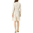 thumbnail image 4 of Allegra K Women's Printed Long Sleeves Keyhole Neck Ruffle Hem Midi Dresses, 4 of 7