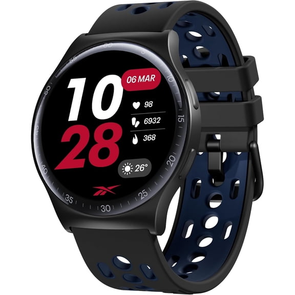 Restored Reebok - PULSE Smartwatch with 1.43" AMOLED Display, 10-Day Battery Life, 80+ Sport Modes - Midnight Steel RPUS1-GG-US