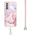 thumbnail image 3 of Allytech Galaxy S21 Case, Flexible TPU Marble Pattern Slim Fit Anti-scratch Shock-absorbing Full Protection Back Cover with Hand Strap Lanyard Case for Samsung Galaxy S21, Pink, 3 of 4