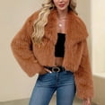 thumbnail image 5 of Womens Winter Coats 2026 Trendy Furry Faux Fur Long Sleeve Jackets Open Front Lapel Warm Fall Outwear with Pockets, 5 of 7