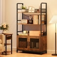 thumbnail image 5 of CREATIVE HOBBIES Bookshelf with Doors Industrial Bookcase with 3 Tiers Open Storage Shelves Rustic Bookshelves Tall Display Rack Cabinet Farmhouse Bookshelf for Bedroom, Living Room, Home Office, 5 of 9