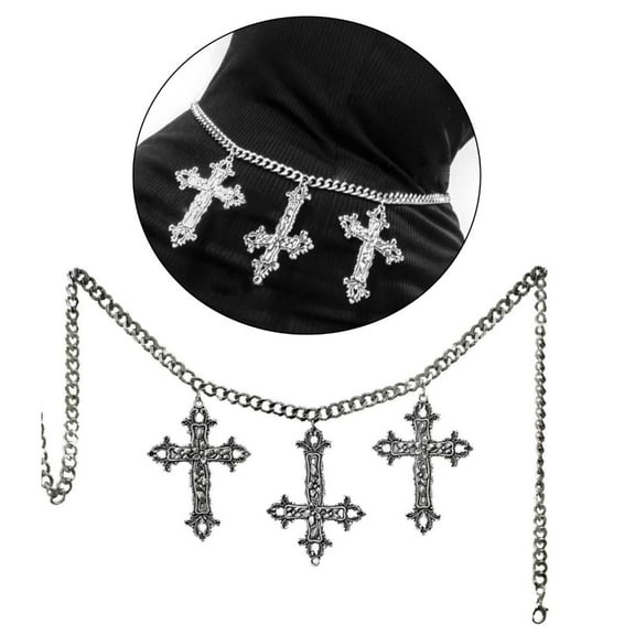 AOOOWER Vintage Cross Pendant Waist Chains Punk Waist Chain Body Chain Belly Jewelry