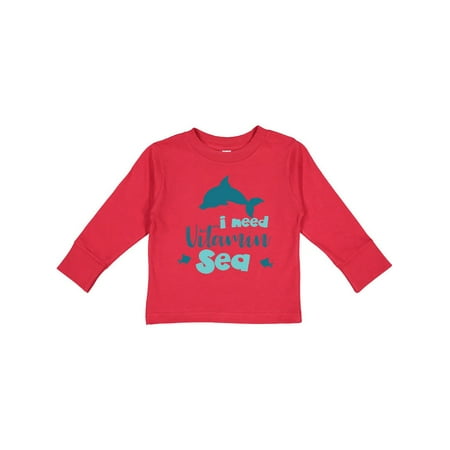 

Inktastic I Need Vitamin Sea Dolphin Fishes - Blue Gift Toddler Boy or Toddler Girl Long Sleeve T-Shirt