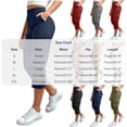 thumbnail image 3 of yillto Cargo Capris for Women Elastic Waist Summer Capri Pants Solid Color Casual Shorts with Pockets, 3 of 5