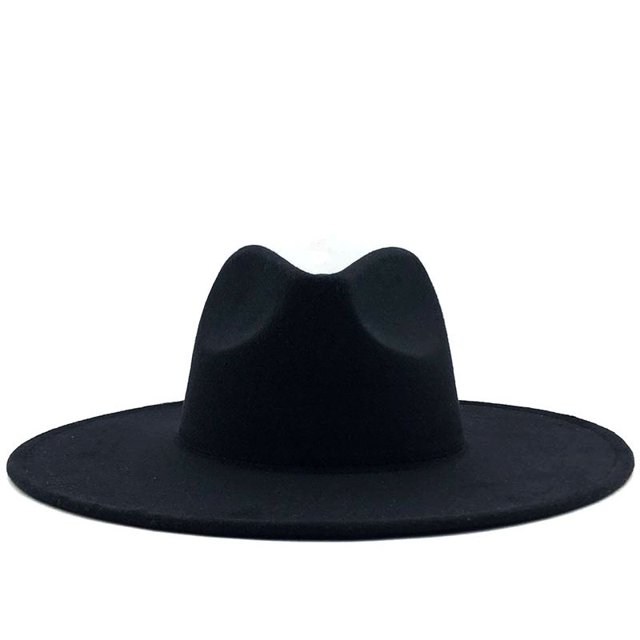 Sombrero de copa de jazz de lana para otoño e invierno, sombrero de fieltro informal de moda para mujer, sombrero de jazz para hombre
