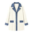 thumbnail image 5 of Hsovts Denim Patchwork Jackets for Women Patchwork Winter Fall Collared Jackets Corduroy Button Down Denim Cuffs Long Sleeve Lightweight Stylish Cardigan White XL, 5 of 7