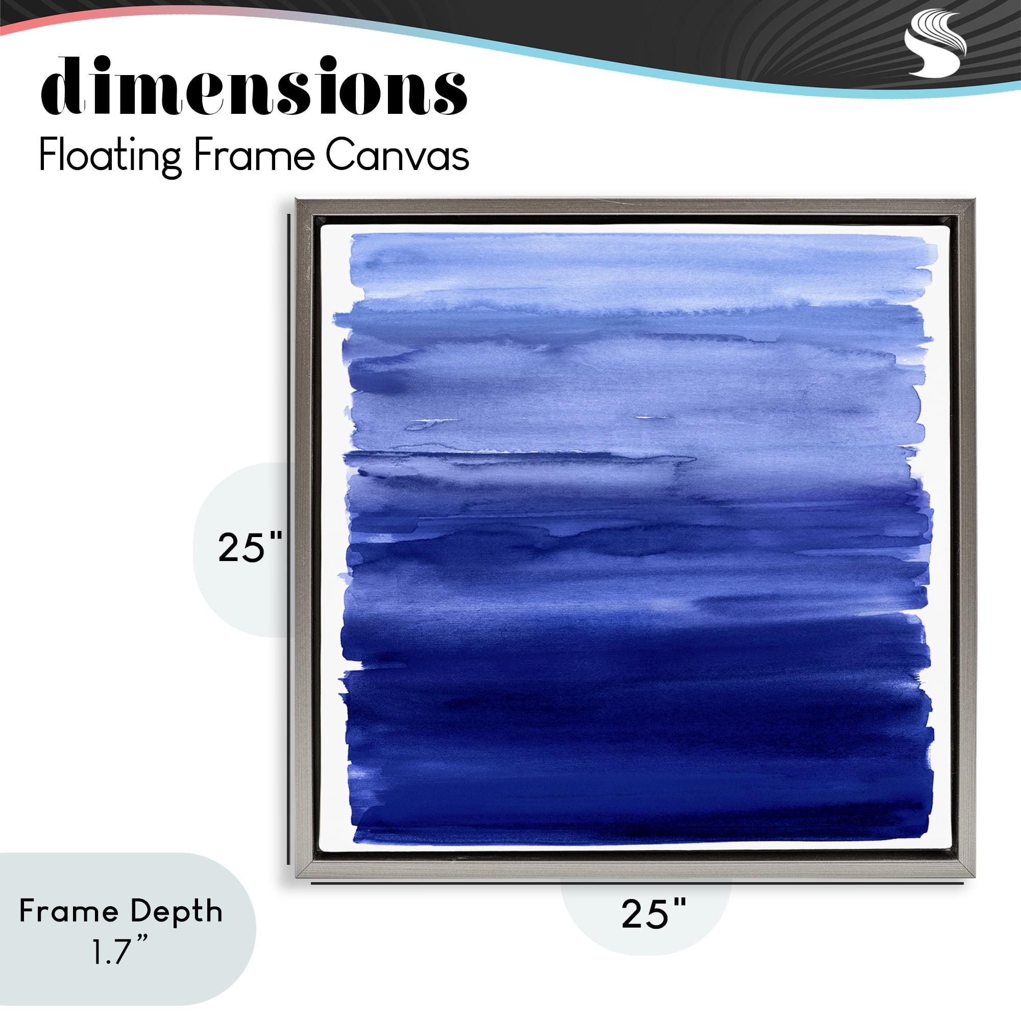 Stupell Industries Indigo Ombre Gradient Gray Framed Floater Canvas Wall Art, design by Allie Corbin