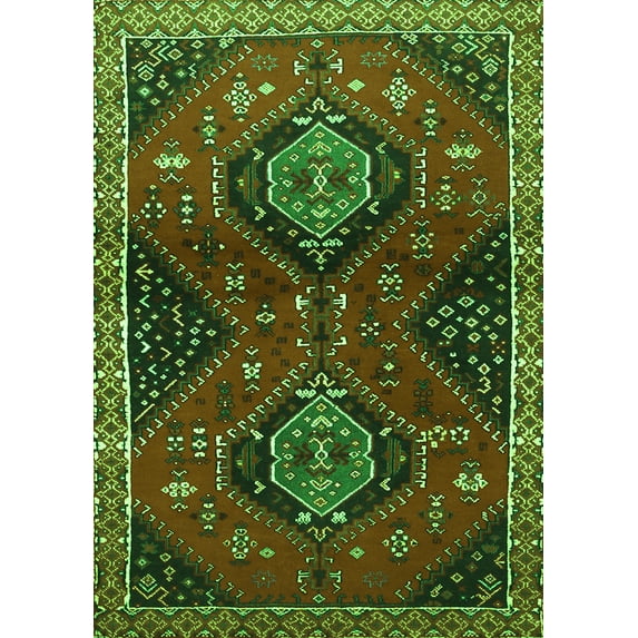 Ahgly Company Indoor Rectangle Persian Green Traditional Area Rugs, 5' x 7'