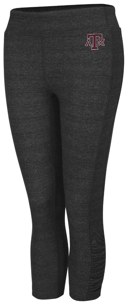 Texas A&M Aggies Women's NCAA "Crush" Ruched Capri Pants Heather Black by Colosseum