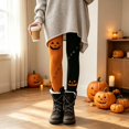 thumbnail image 6 of Halloween Leggings for Women Spooky Pumpkin Printed Tights High Waisted Soft Stretchy Yoga Pants Saffron,M, 6 of 6