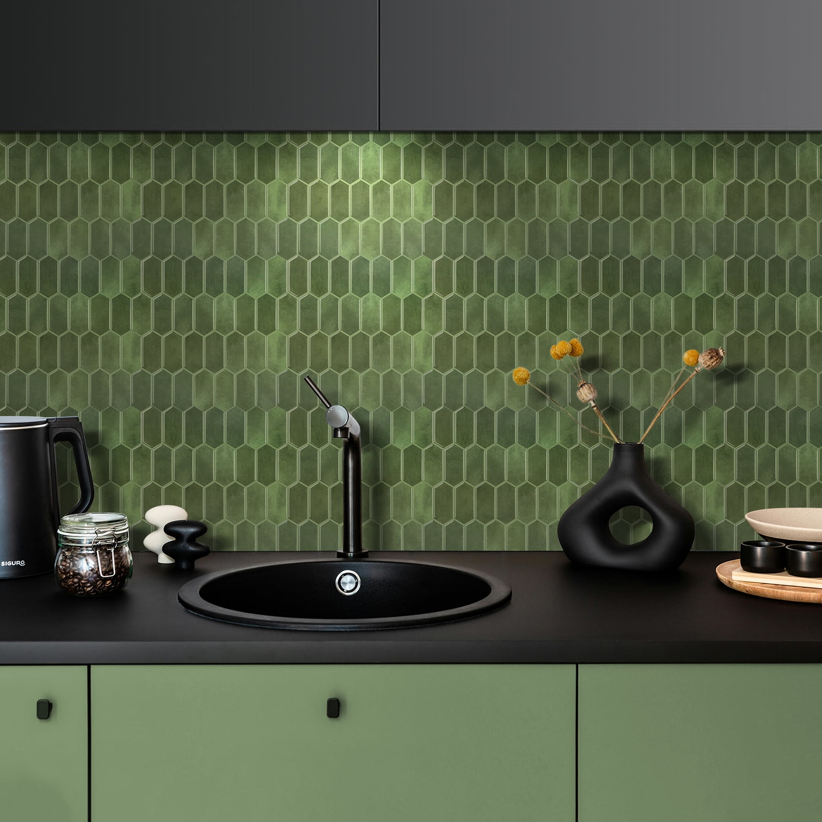 Peel and Stick Backsplash 3D Stick On Vinyl Sticker Thicker Upgrade Waterproof Mosaic Tiles 12 X 12 Inch (Set Of 10)