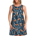 thumbnail image 1 of Fotbe Playful Foxes Forest Blues Vestido de Verano sin Mangas para Mujer – Vestido Midi Línea A, Estilo Camiseta Floral, Vestido Playero Casual y Fluido, 1 of 7