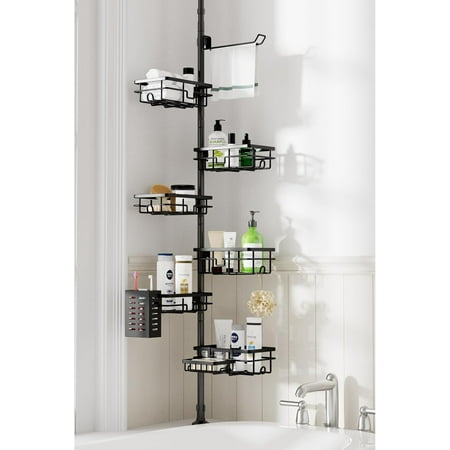 Shower Caddy Organizer Tension Pole Rustproof 6-Pack Corner Shelf with 30-120 Inch Adjustable Shower Rack for Inside Shower Extra Towel Bar & Soap Dish for Bathroom Organizers and Storage Black Shower Caddy Organizer Tension Pole Rustproof 6-Pack Corner Shelf with 30-120 Inch Adjustable Shower Rack for Inside Shower Extra Towel Bar & Soap Dish for Bathroom Organizers and Storage Black