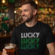 Mens Lucky Lucky Lucky T Shirt Funny Saint Patrick's Day Parade Luck Graphic Novelty Tee for Guys Graphic Tees