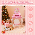 thumbnail image 3 of SESSLIFE Kids Vanity Set with Mirror Lights and Drawers, Wooden Princess Makeup Desk Set, Toddler Dressing Table Set, Pretend Play Kids Vanity Table and Chair Set for Little Girls aged 3+, Pink, 3 of 9