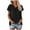 Black, variant on Women's V-Neck Cap Sleeve Blouse Loose Fit Summer Casual Solid Color Top