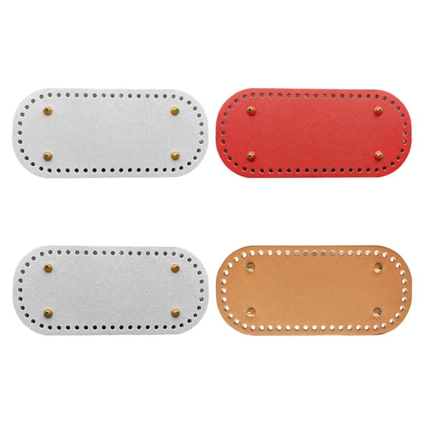Almohadilla de inserción de cuero sintético preperforada para bolsas de tejido de punto, base para bolso de mano, piezas para hacer bolsos, suministros, 52 agujeros Blanco Rojo Gris Marrón