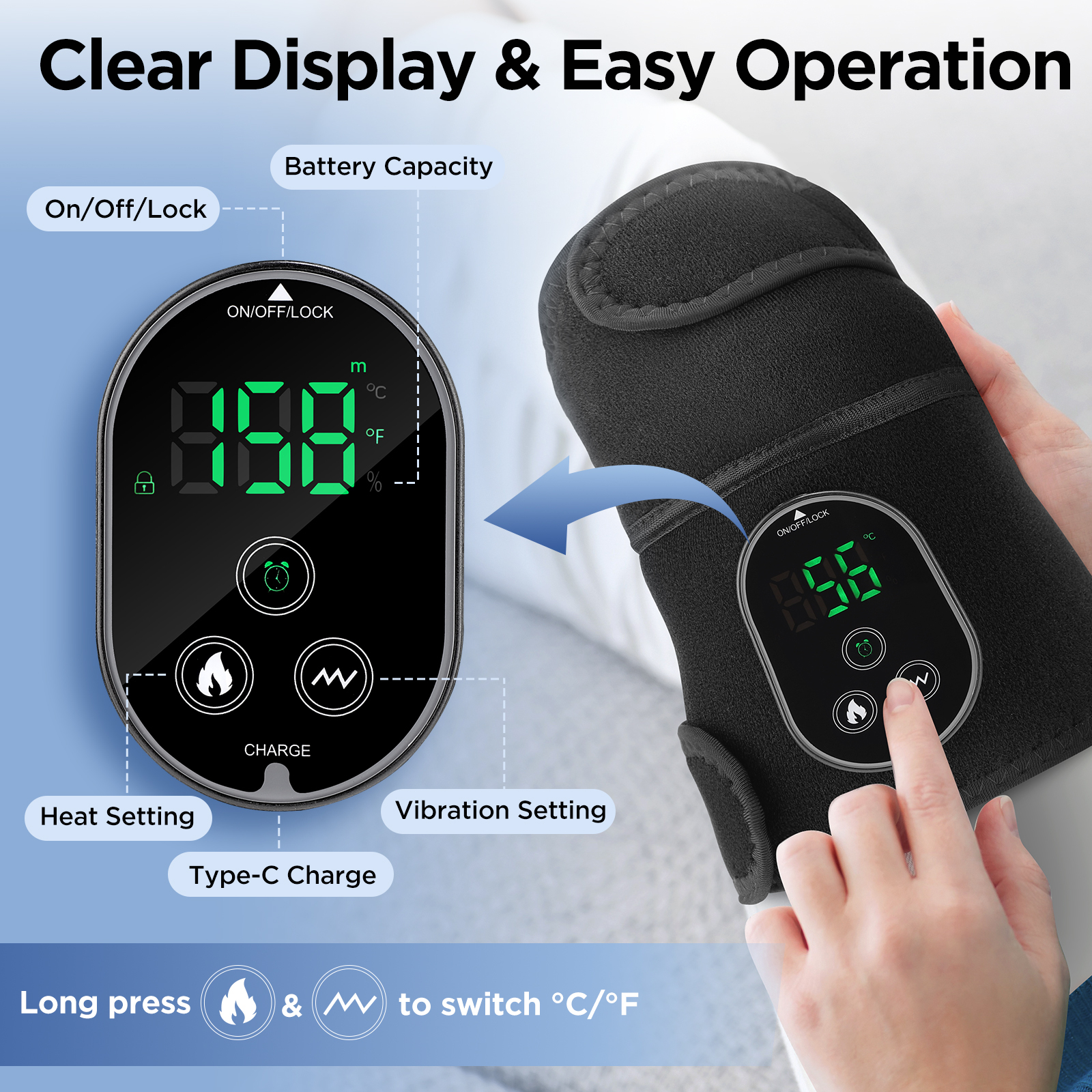 Heated Knee Massager, Shoulder Heating Pads Elbow Brace with Vibration, Heated Knee Brace Wrap with Auto Shut off, Warm Gift for Women Men, Black