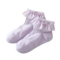 thumbnail image 2 of Delliss Girl Lace Ruffle Frilly Ankle Socks Lace solid color cotton Ruffle socks Toddler Girl Multiple colors Socks 0-12 Years, 2 of 3