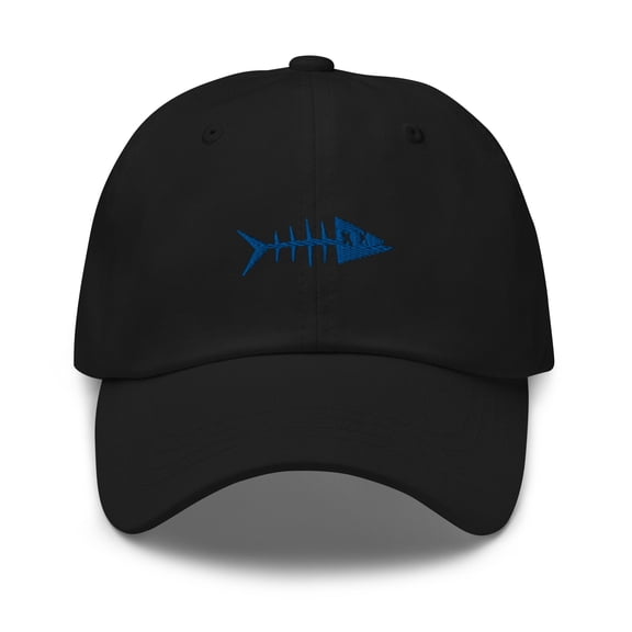 Clishirt Adult Unisex Embroidered Blue Fish Adjustable Black Classic Dad Hat