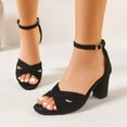 thumbnail image 4 of Xfvqtps Womens Peep Toe Sandals Crisscross Strap Block Heel Ankle Strap Dress Sandals Metallic Evening Shoes for Weddings and Parties, 4 of 9