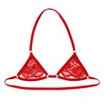 thumbnail image 5 of TiaoBug Men's Lace Unlined Mini Bra Tops Whisper Bralette Wire-Free Halter Neck Mini Bra Top Lingerie Red One Size, 5 of 5