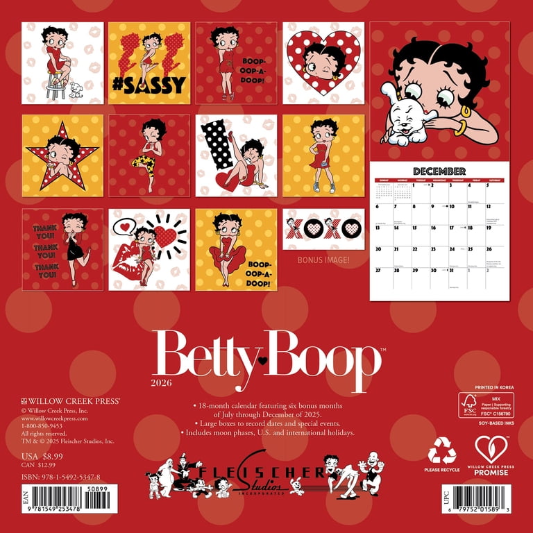 Betty Boop Mini Wall Calendar, (Paperback) - Walmart.com