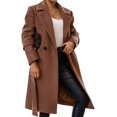 thumbnail image 1 of LinYooLi Women's Notch Lapel Wrap Coat Winter Casual Wool Blend Overcoat Mid-Length Coat with Blet, 1 of 4