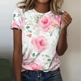 thumbnail image 2 of Birdeem T-Shirts d'Été à Col Rond Imprimés pour Femmes Blouse à Manches Courtes Décontractée, 2 of 6