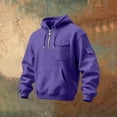 thumbnail image 4 of LWavelet Men's Quarter Zip Hoodie with Utility Pockets - Casual Everyday Fall Winter Pullover Purple M, 4 of 6