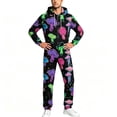 thumbnail image 3 of Jumpsuits for Men Funny Print Zip Up Hooded Long Sleeve Long Pants Comfortable Loungewear Adult Onesie Purple L, 3 of 7