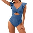 thumbnail image 2 of Feimerou Women's One Piece Swimsuit Ruffle Cutout Bathing Suits Slimming Tummy Control High Waisted Front Cross V Neck Wrap Swimsuits Swimwear, 2 of 6