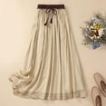 thumbnail image 1 of Cadeaux pour Femmes LSLJS Jupe Cheville en Coton et Lin d'Été Unie Brodée à Taille Élastique pour Femme, Jupe Maxi, 1 of 9