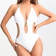 thumbnail image 2 of UTSJKR Women's One Piece Swimsuits Monokinis Cutout High Waisted Tummy Control Bathing Suit Tie Back Beach Holiday Swimwear White XL, 2 of 7