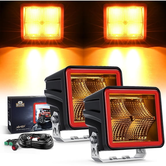 Nilight 3 Inch Cube Amber LED Pod Light Bar 20 W 1240LM Super Flood Screw-Less Offroad Driving Work Lights w/16AWG DT Wiring Harness Kit for Truck UTV 4x4 ATV Motorcycle