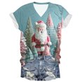 thumbnail image 2 of Fiudx Ofertas Flash Artículos En Oferta Moda Mujer Casual Cuello En V Blusa Sólida Manga Corta Camiseta Verano Tops, 2 of 3