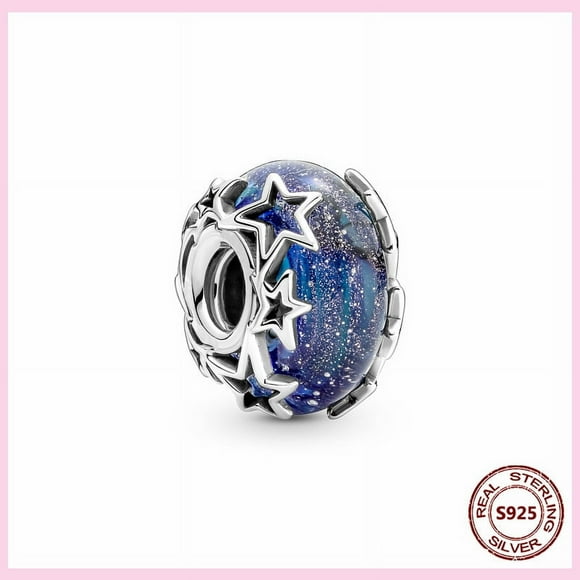 PAMELA 925 Sterling Silver Murano Glass Beads Blue Pink Purple Round Charm plata de ley 925 Original For DIY Bracelet Jewelry YBL002