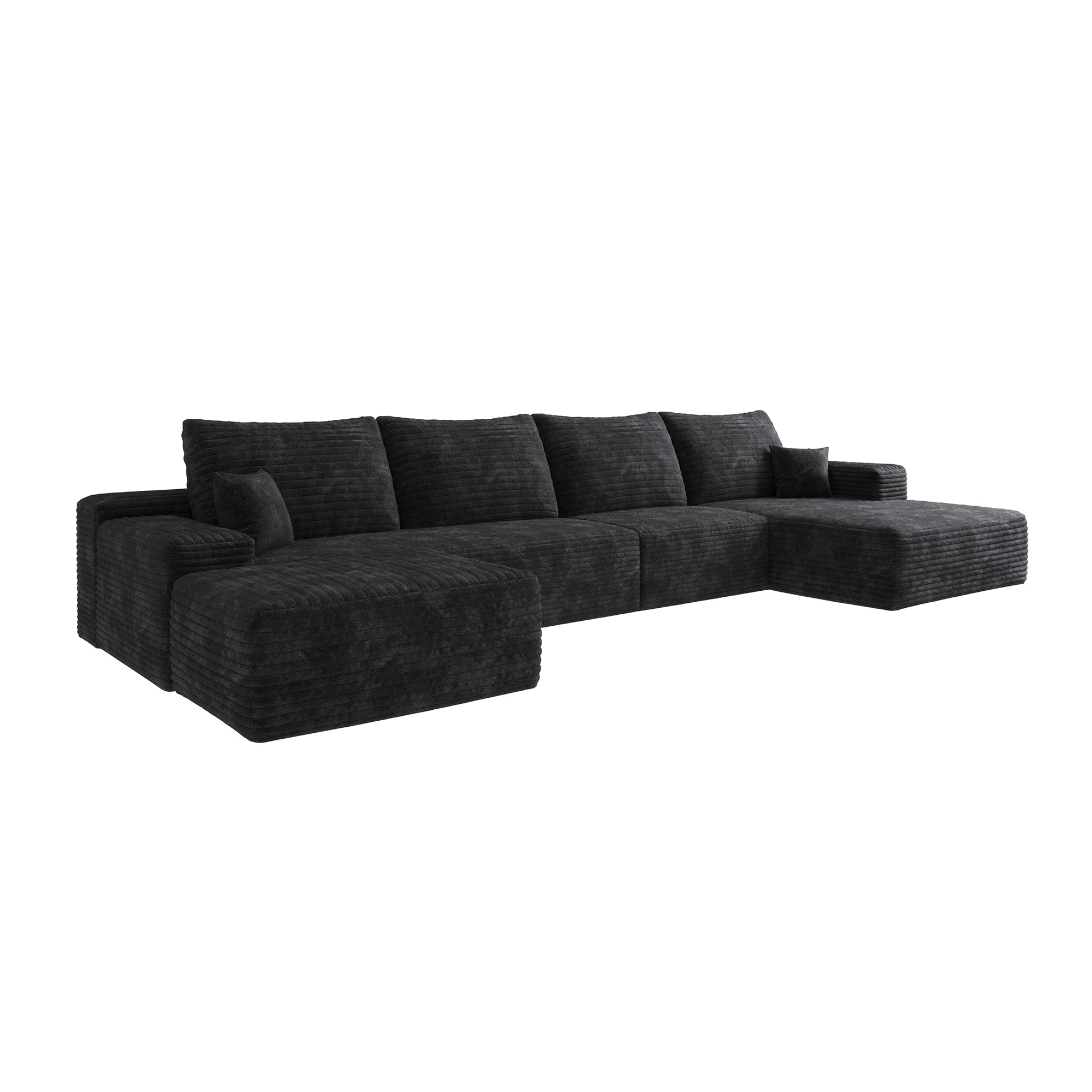 MAYEERTY 107" Black Modern Modular Cloud Sectional - No Assembly, Spacious Comfort Room