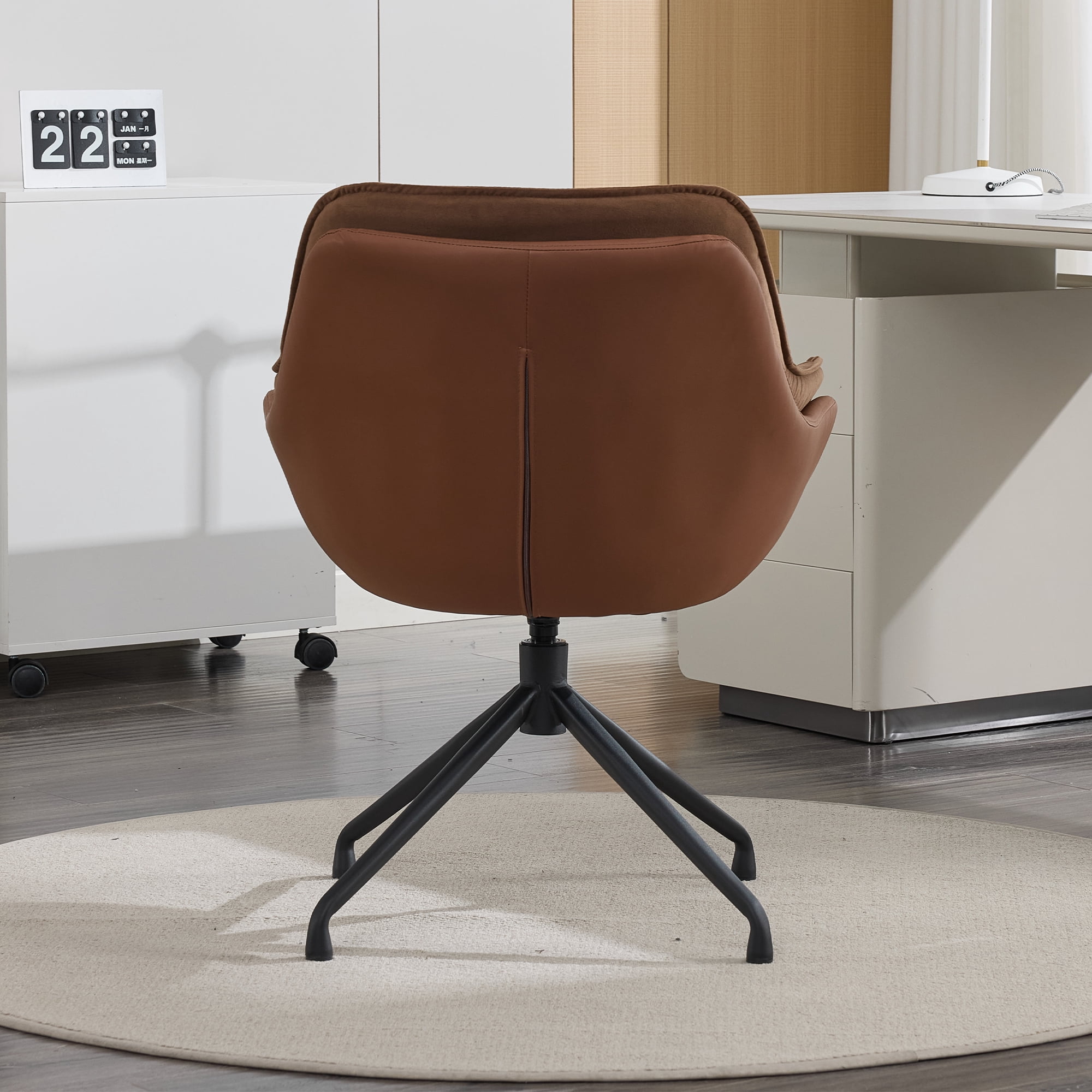 Noble House Home Office Chair,Faux Leather Armchair,Brown