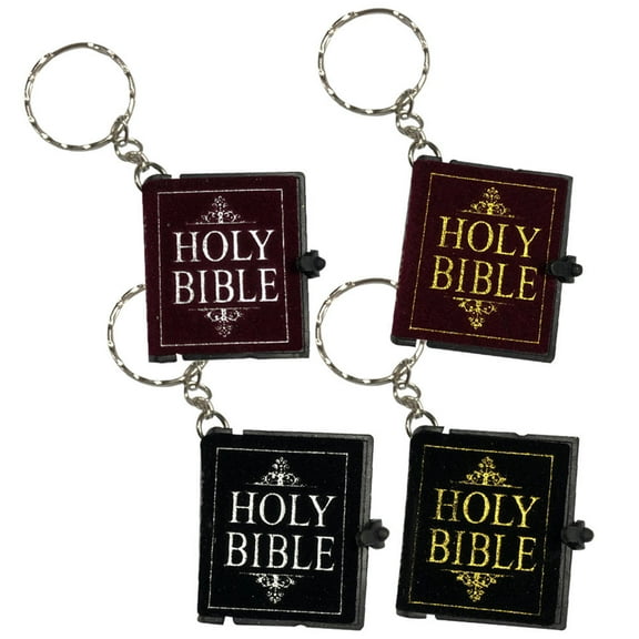 BEADCEST Miniature Key Chain Metal Religious Style Friends Bible Study Groups 4Pcs 1.6*1.4*0.5In