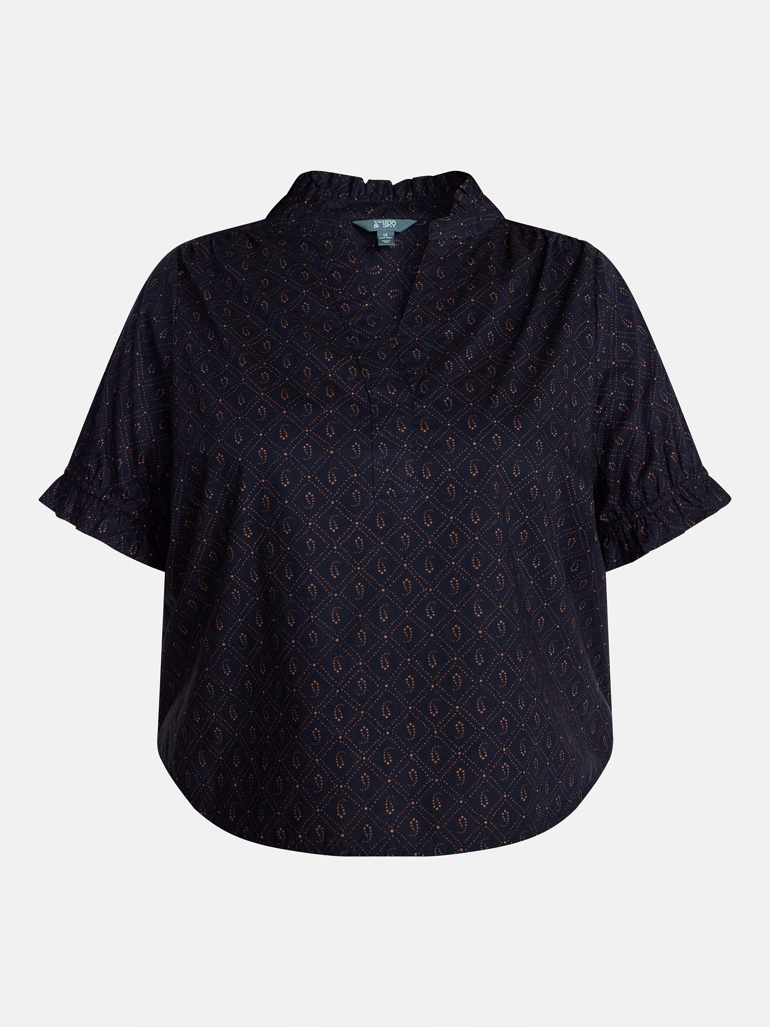 Terra and Sky Women's Plus Ruffle Neck Blouse, Sizes 0X - 5X