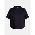 thumbnail image 5 of Terra & Sky Women's Plus Flowy Cotton Blouse with Short Ruffled Sleeves, Sizes 0X-5X, 5 of 5