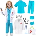 thumbnail image 1 of Disfraz de médico para niños Wbesty, 9 piezas, juego de rol azul para niños de 3 a 4 años, 1 of 7