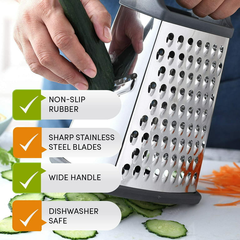 Cheese Grater With Handle, Stainless Steel With 3 Sides, Hand