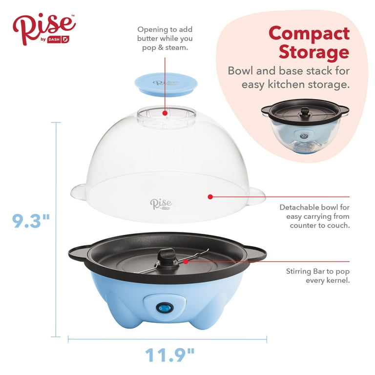 Rise by Dash 4.5 qt. Sky Blue Stirring Popcorn Popper