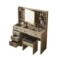 thumbnail image 5 of Ktaxon Large 47.2" Makeup Vanity with 3 Color Lights, Dressing Table with USB Charging Station, Gray, 5 of 12