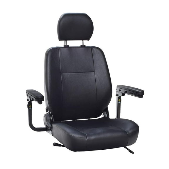 AlveyTech 18"x18" Black Vinyl Hi-Back Seat Assembly for Pride Victory 10 (SC610/SC710) & Pursuit (SC713) Scooters - (SET147133) Replacement Electric Mobility Scooter Seats with Armrests & Head Rest