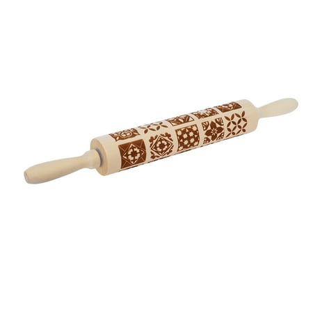 

Wilinohome Wooden Pin Pin Embossed Engraving Creative Household Pattern Rolling Baking Kitchen，Dining Bar Kitchen Accessories Kitchen Essentials