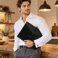 Black 3 Ring Binder Organizer, PU Leather Professional Portfolio Folder ...