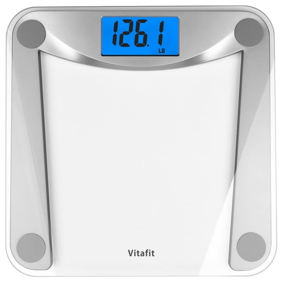 Vitafit Digital Bathroom Weight Scale for Body Weight, High Accuracy Assured by Weighing Professional Since 2001,Extra Large Blue Backlit LCD and Ste